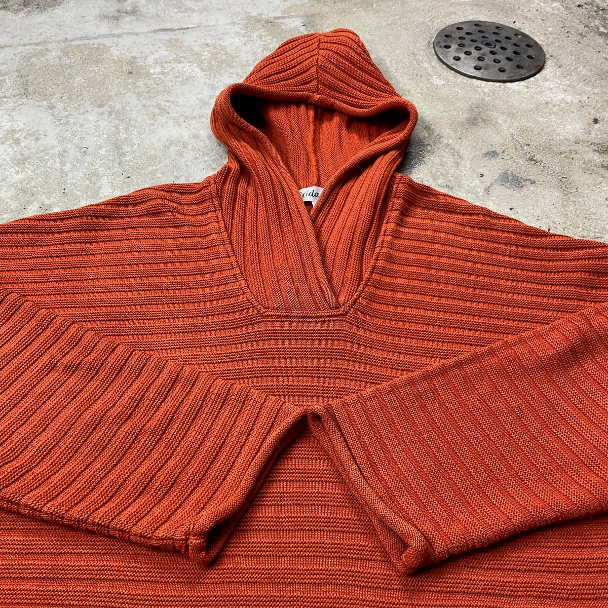 1980s FRIDA ITALIAN RASTA PONCHO KNITTED SWEATER HOODIE