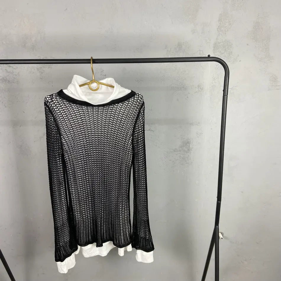 OVERSIZED KNITTED MESH + TURTLE NECK