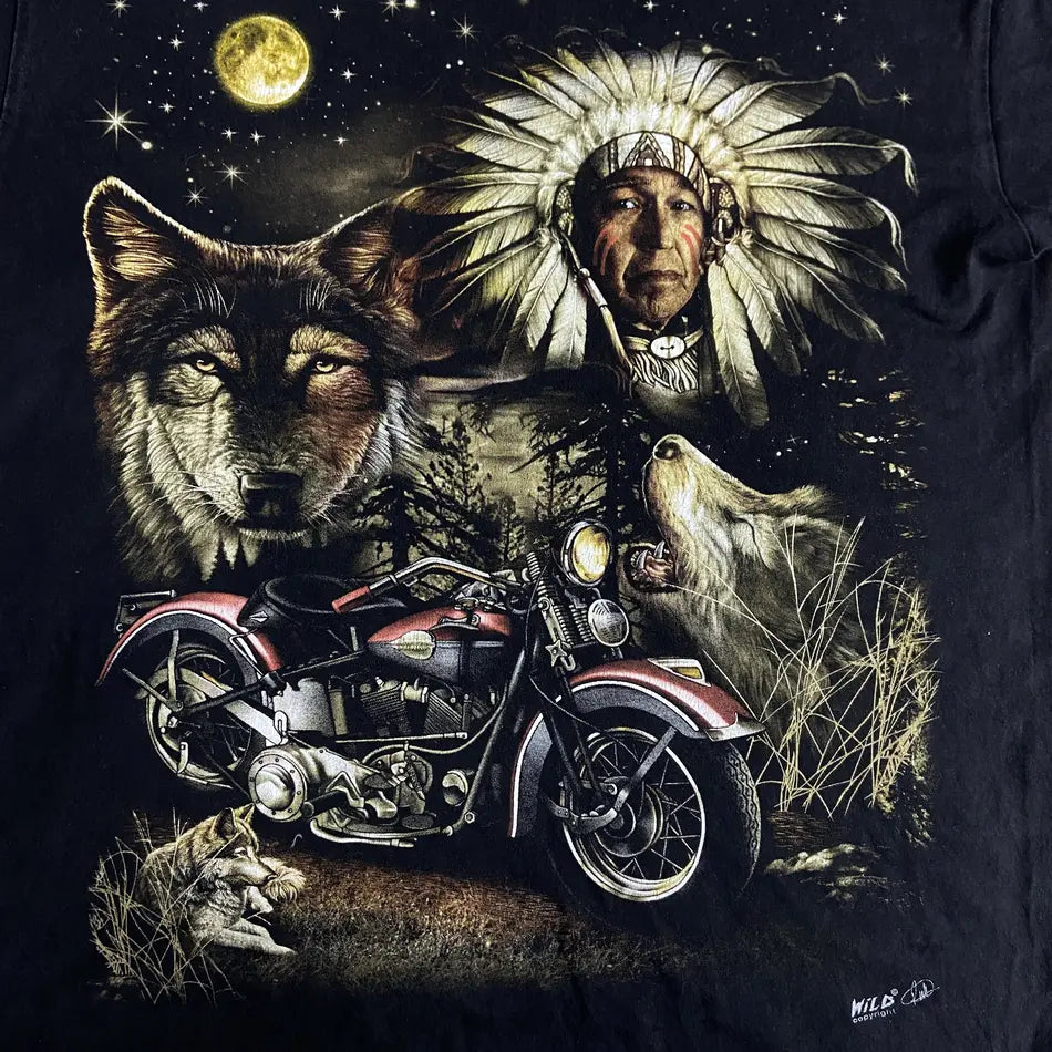 1990s WILD INDIAN NATIVE FADED TEE