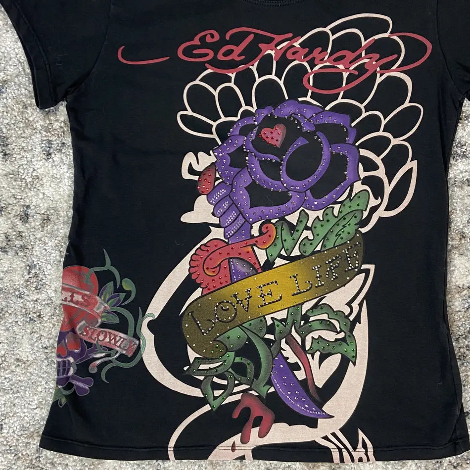 ED HARDY "LOVE LIFE!" TOP TEE 2000s