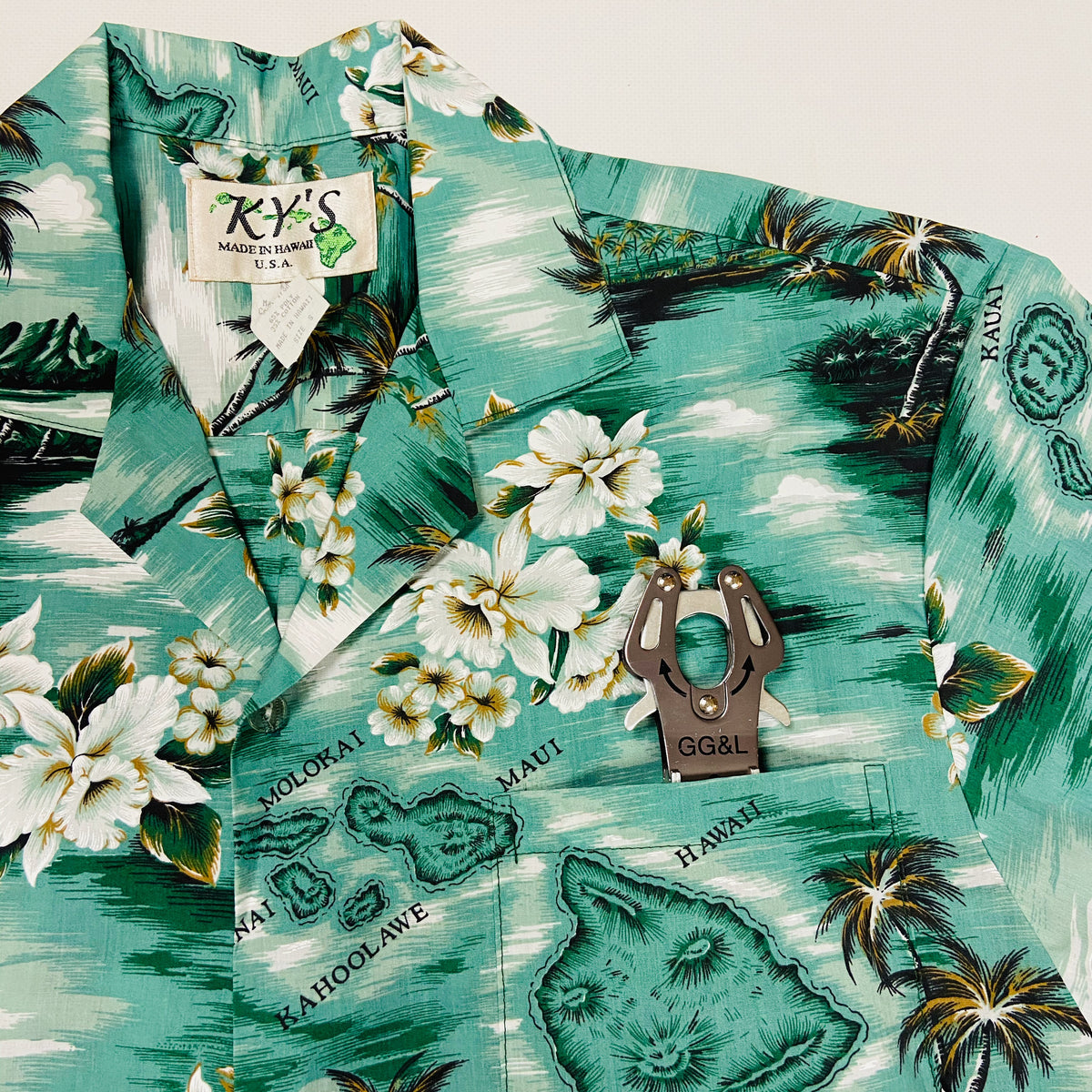 1980s TROPICAL GREEN ALOHA SHIRT MADE IN HAWAII