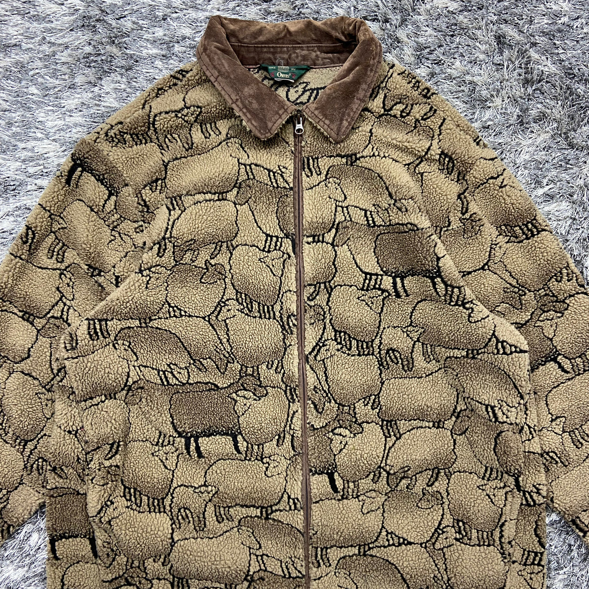 ORVIS CUTE SHEEPS KNITTED SHERPA JACKET 1990s