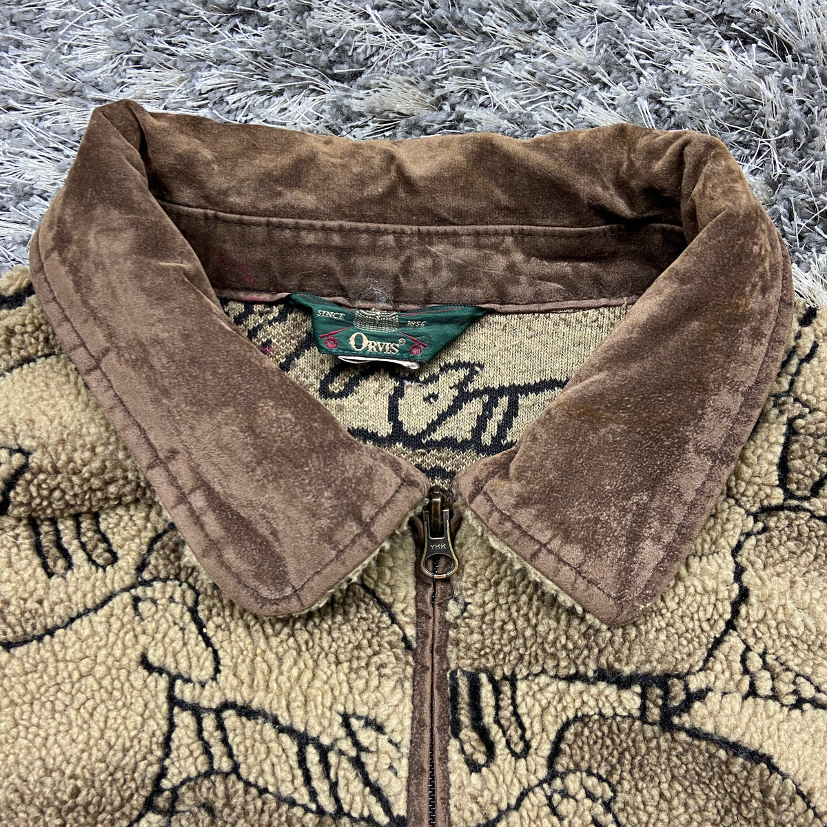 ORVIS CUTE SHEEPS KNITTED SHERPA JACKET 1990s