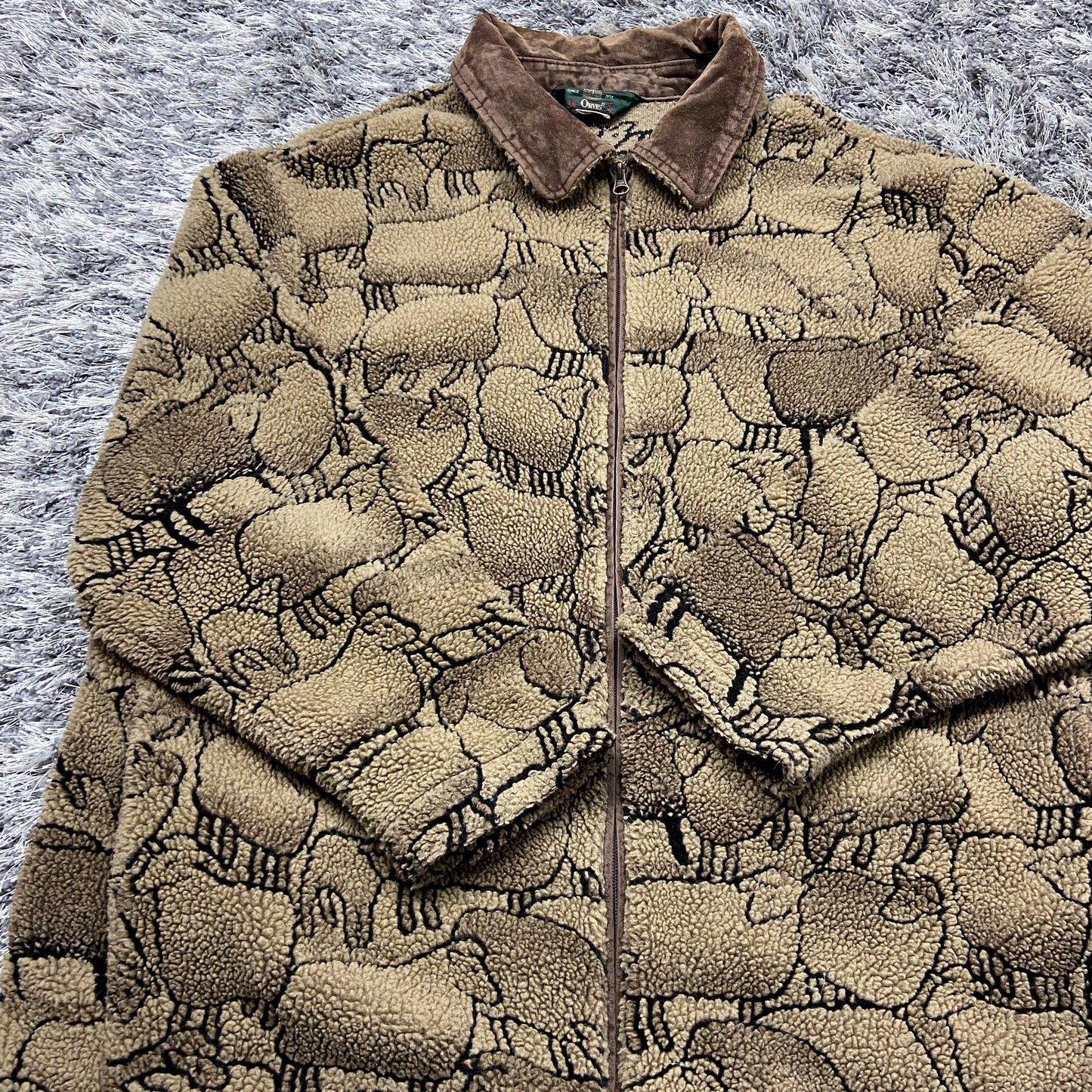 ORVIS CUTE SHEEPS KNITTED SHERPA JACKET 1990s
