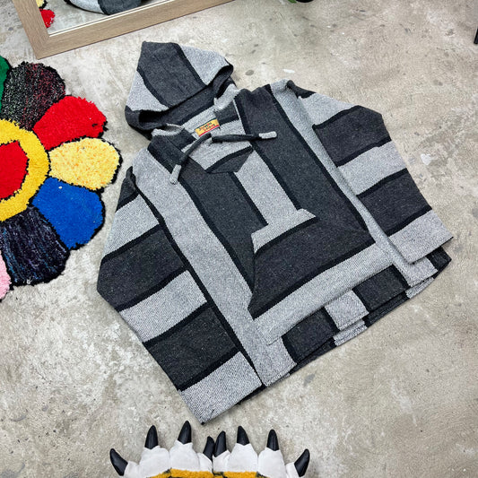 RASTA PONCHO KNITTED PATCHWORK HOODIE 1990s