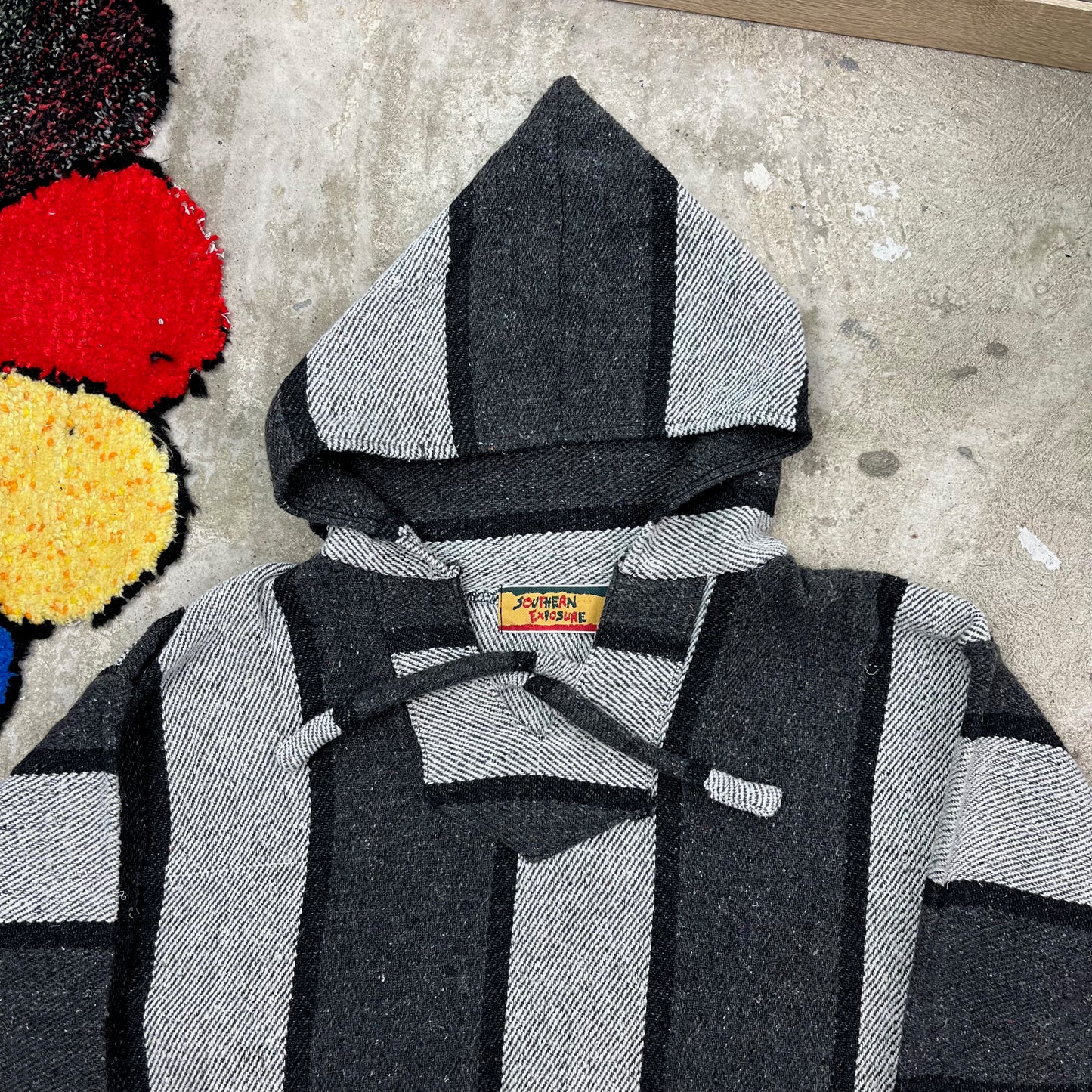 RASTA PONCHO KNITTED PATCHWORK HOODIE 1990s