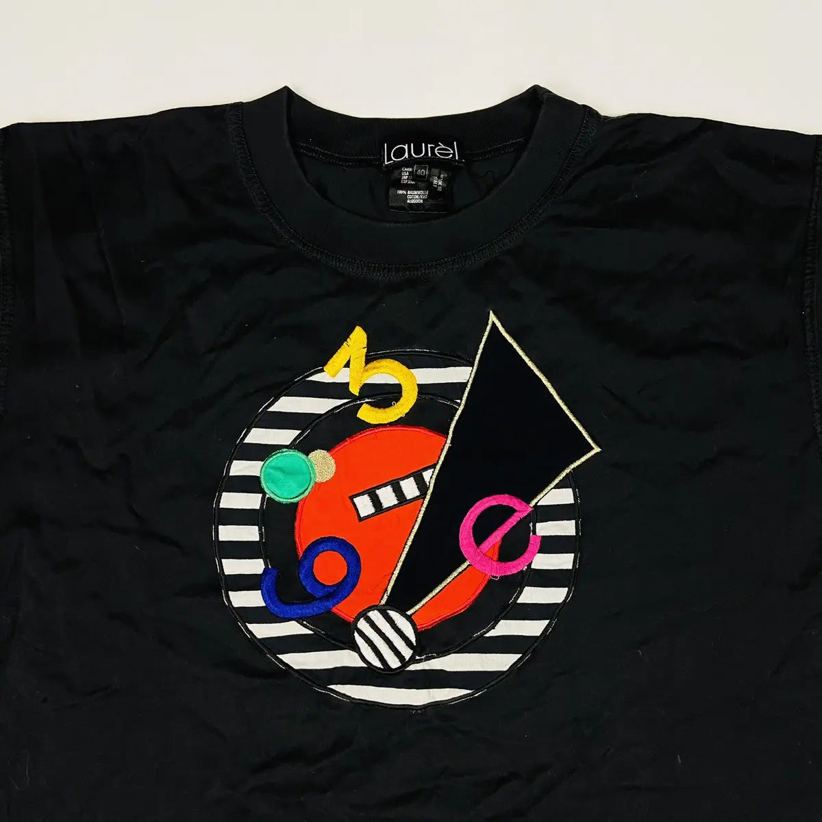 EMBROIDERED GEOMETRY ART BY LAUREL ESCADA TEE 1990s