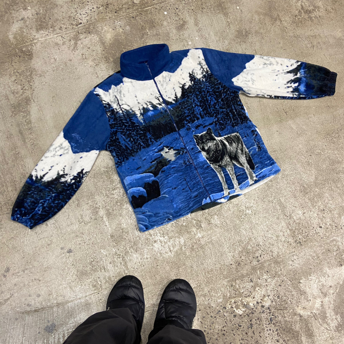 WINTER NATIVE TEDDY FLEECE SHERPA WOLF JACKET 1990s