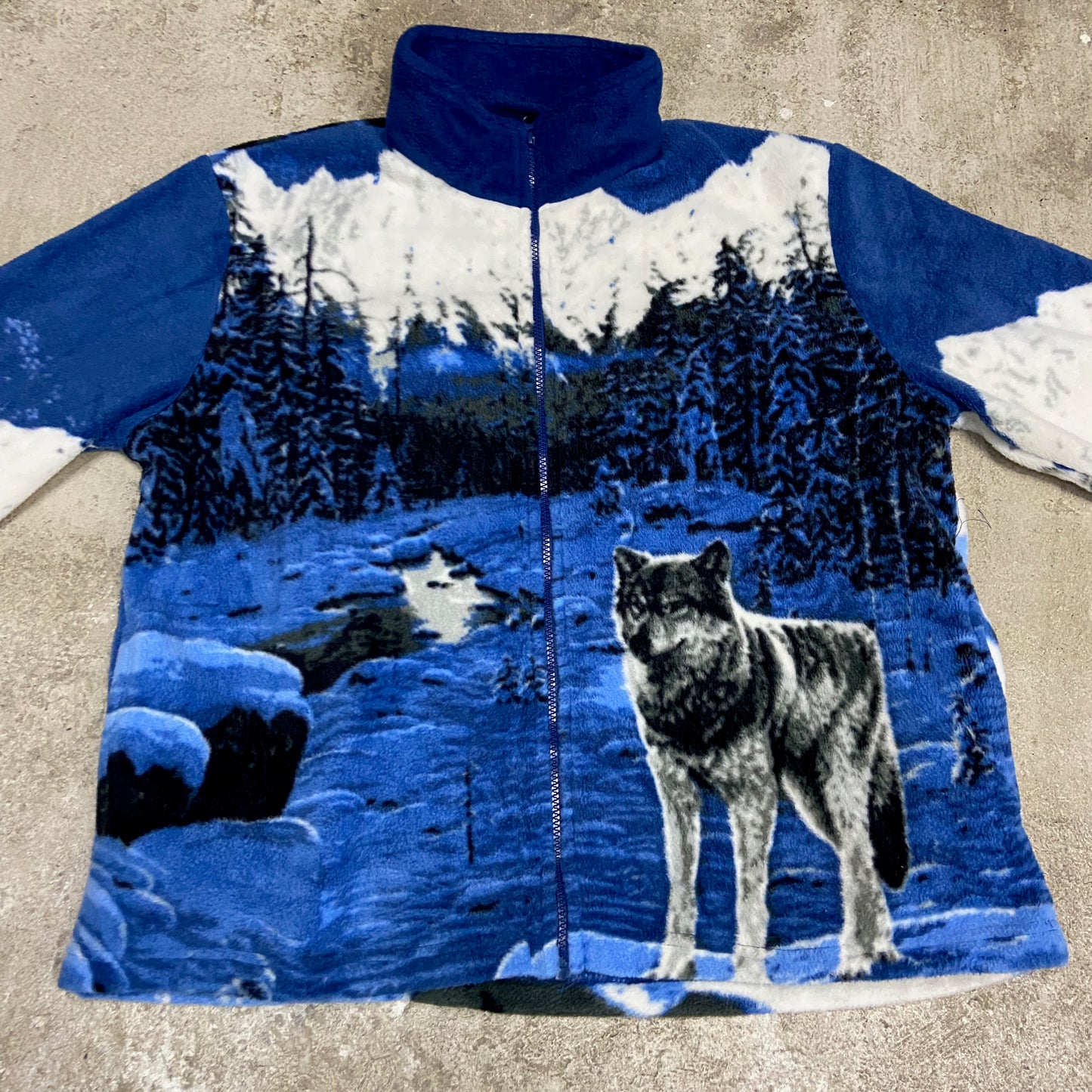 WINTER NATIVE TEDDY FLEECE SHERPA WOLF JACKET 1990s