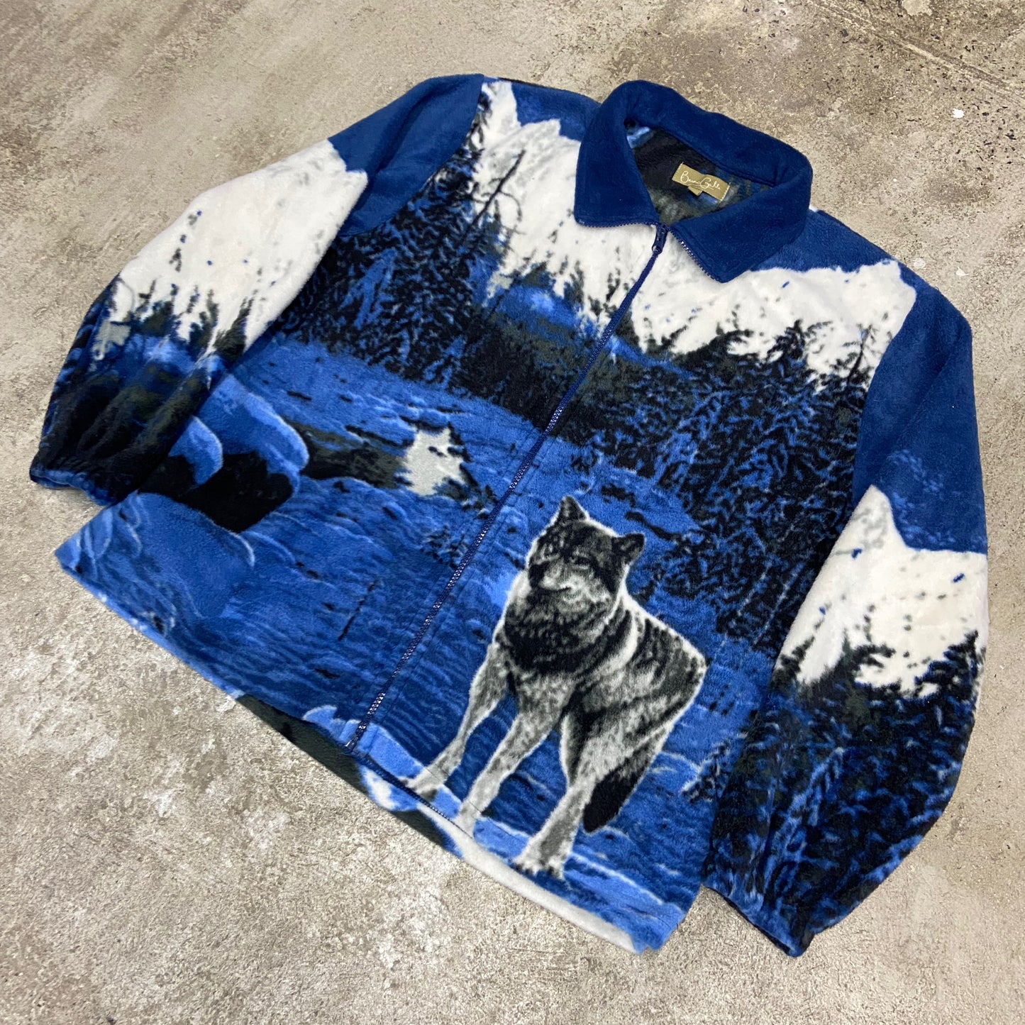 WINTER NATIVE TEDDY FLEECE SHERPA WOLF JACKET 1990s