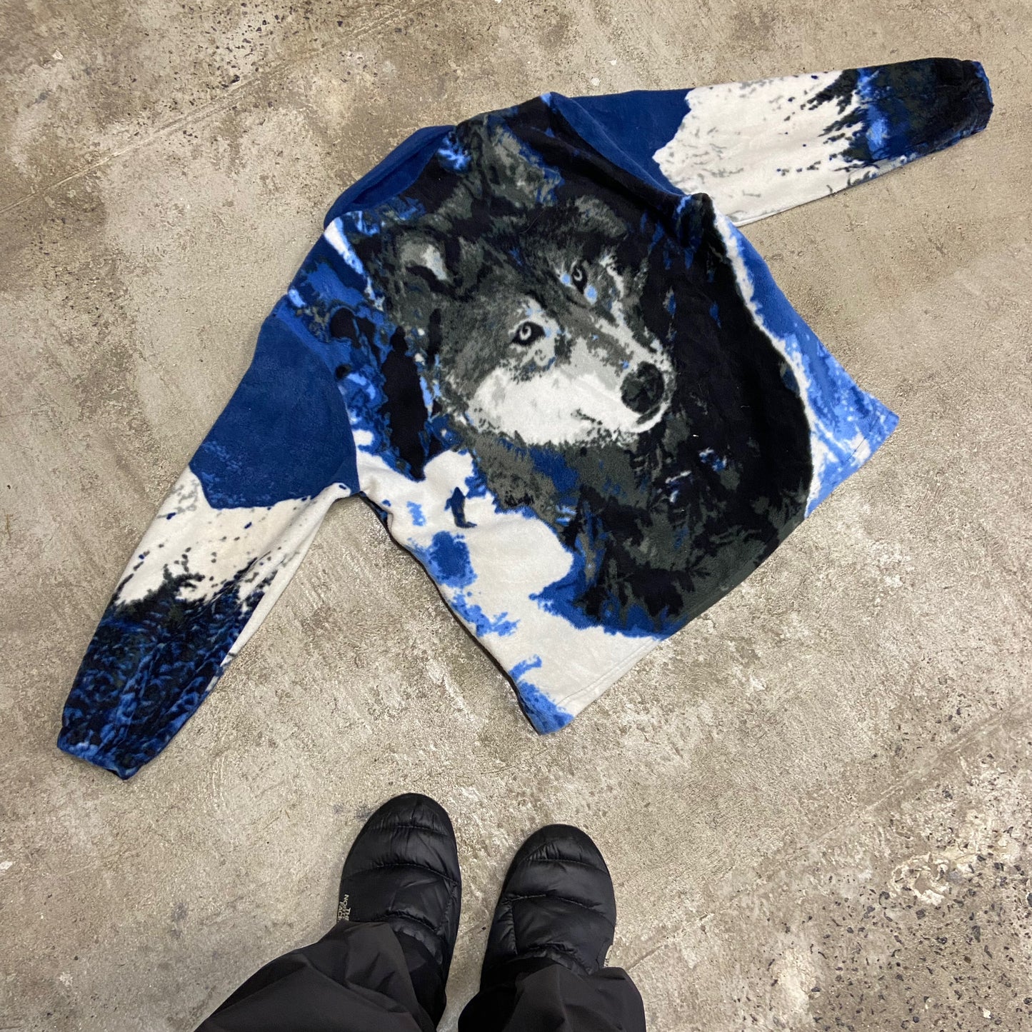 WINTER NATIVE TEDDY FLEECE SHERPA WOLF JACKET 1990s