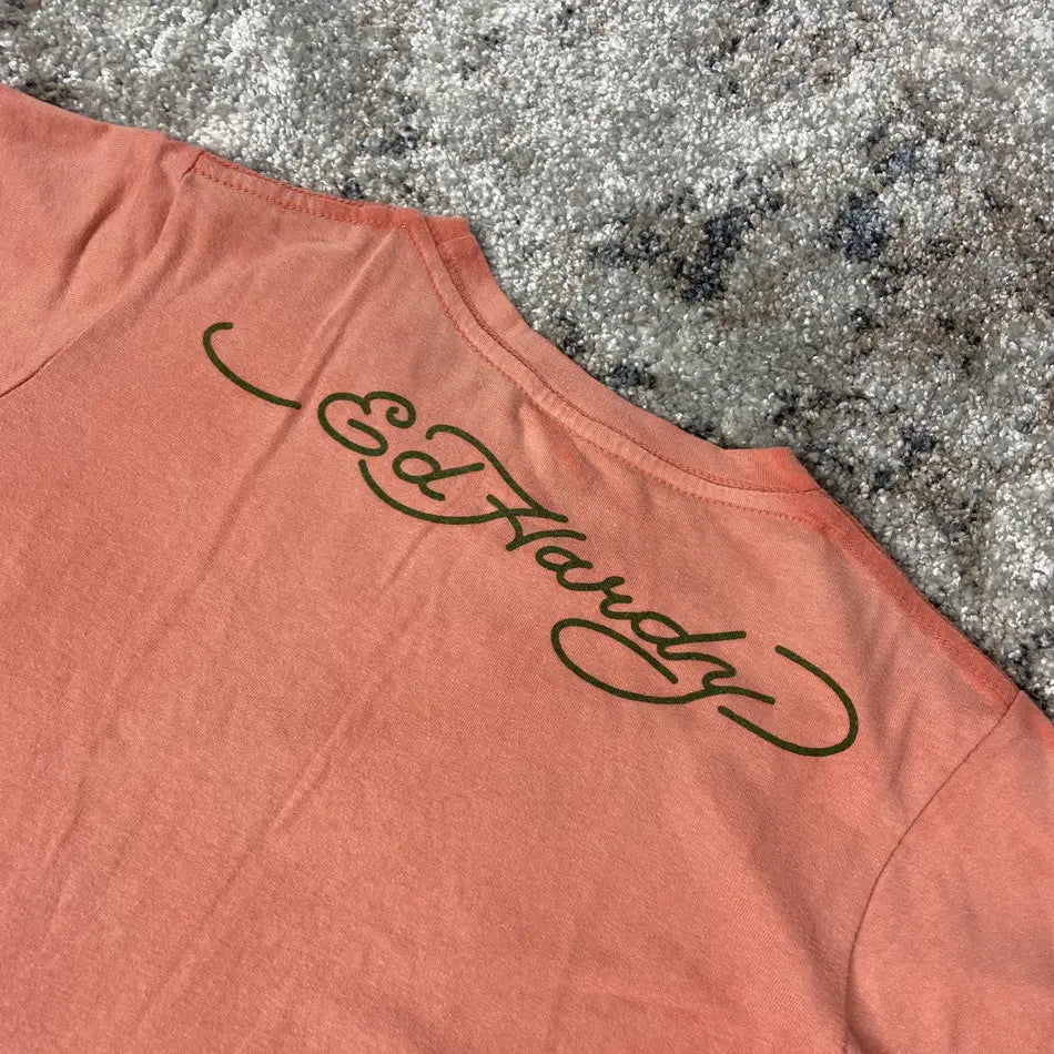 ED HARDY "FADED PEACH" TOP TEE 2000s