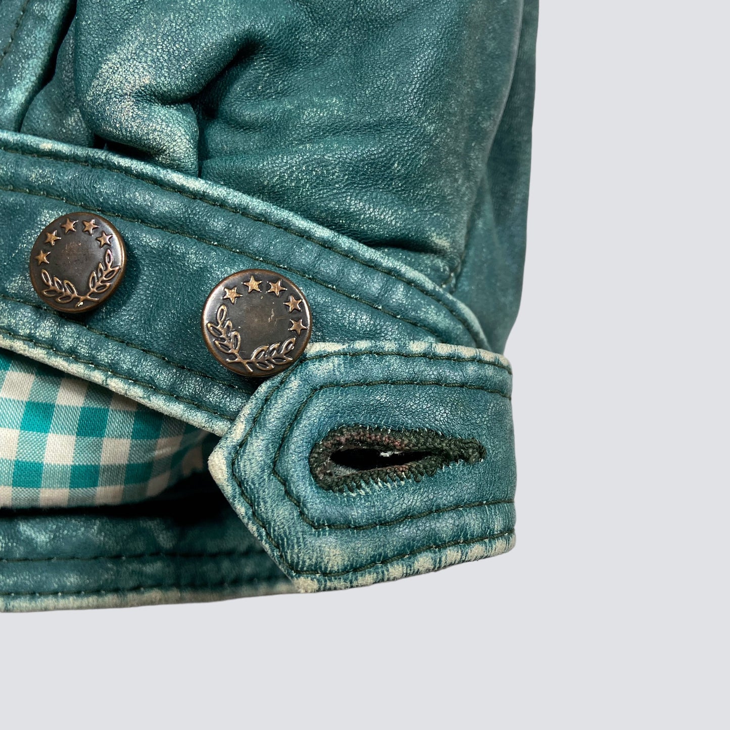 1970s FADED LEATHER BEAUTIFUL GREEN-MINT VEST