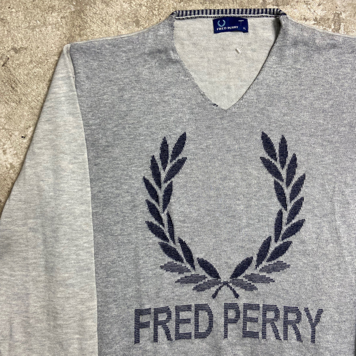1990s FRED PERRY V NECK KNITTED SWEATER