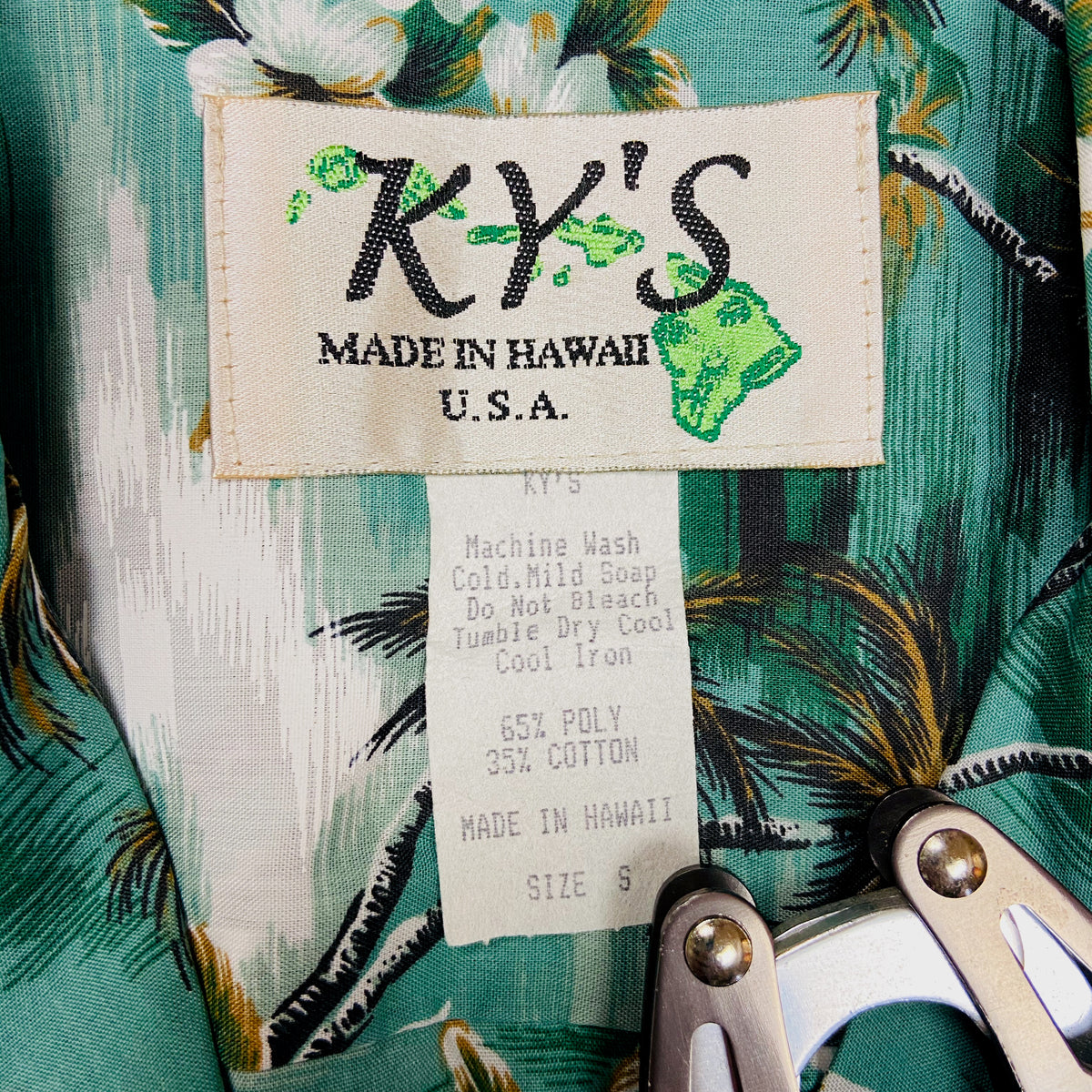 1980s TROPICAL GREEN ALOHA SHIRT MADE IN HAWAII