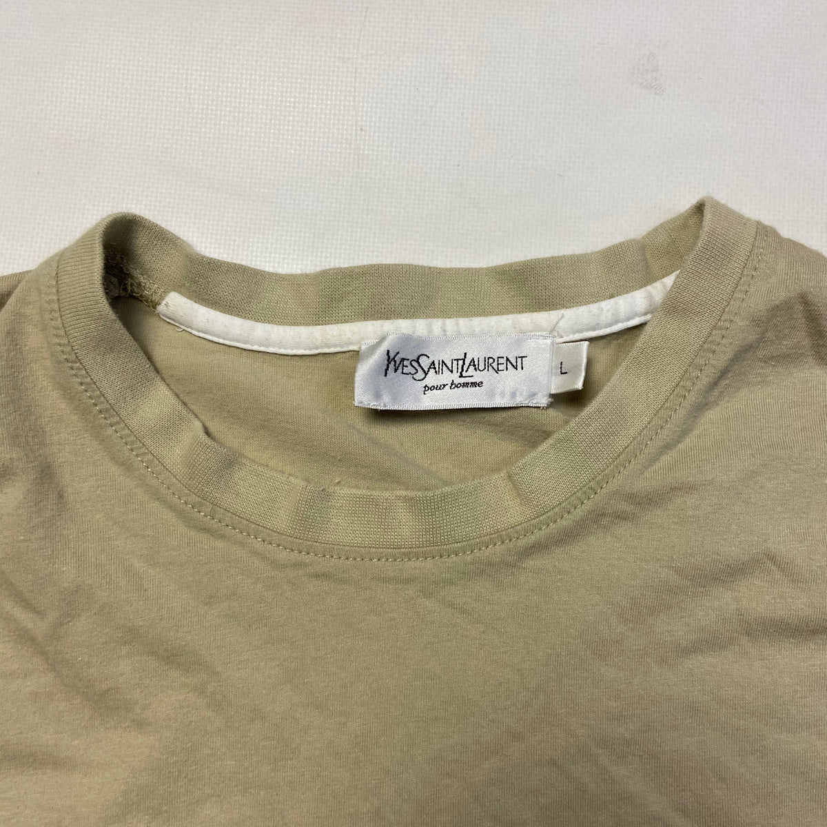 1990s YSL CREAM BIG LOGO TEE
