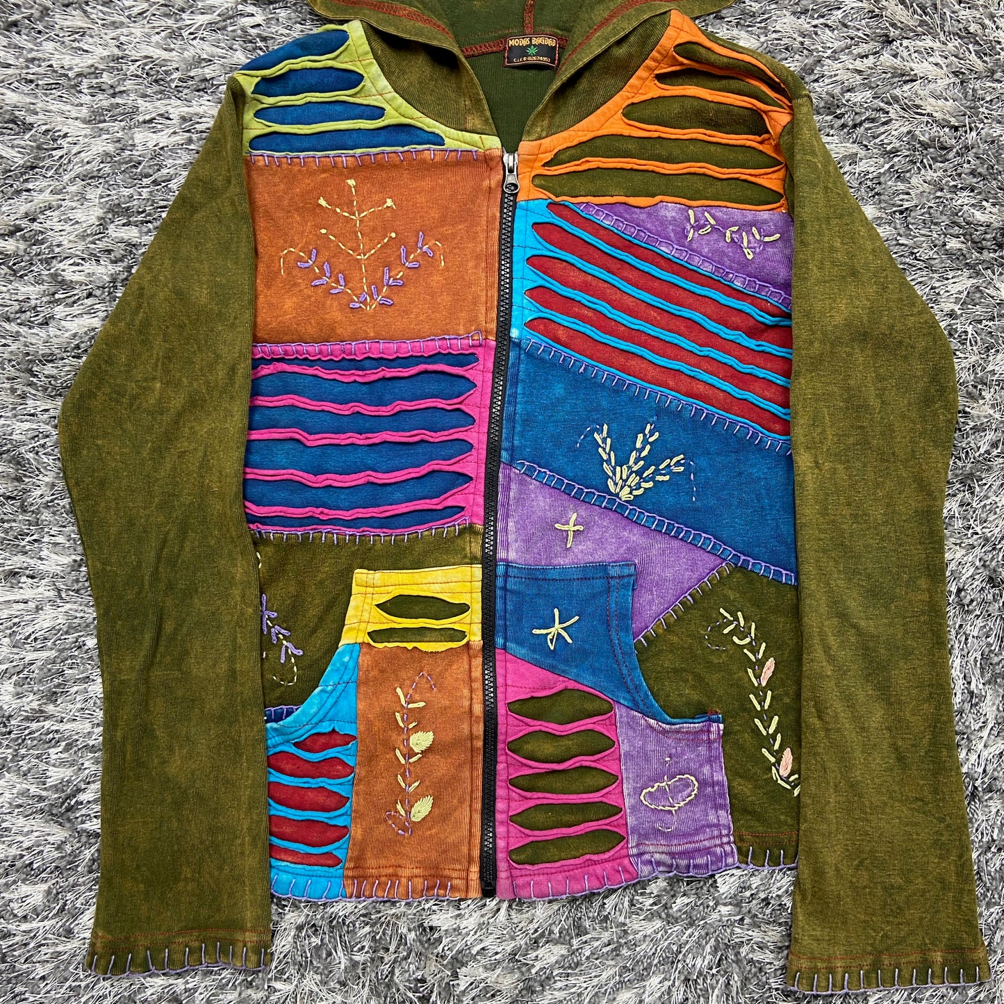 HIPPIE HANDMADE PATCHWORK HOODIE 1990s