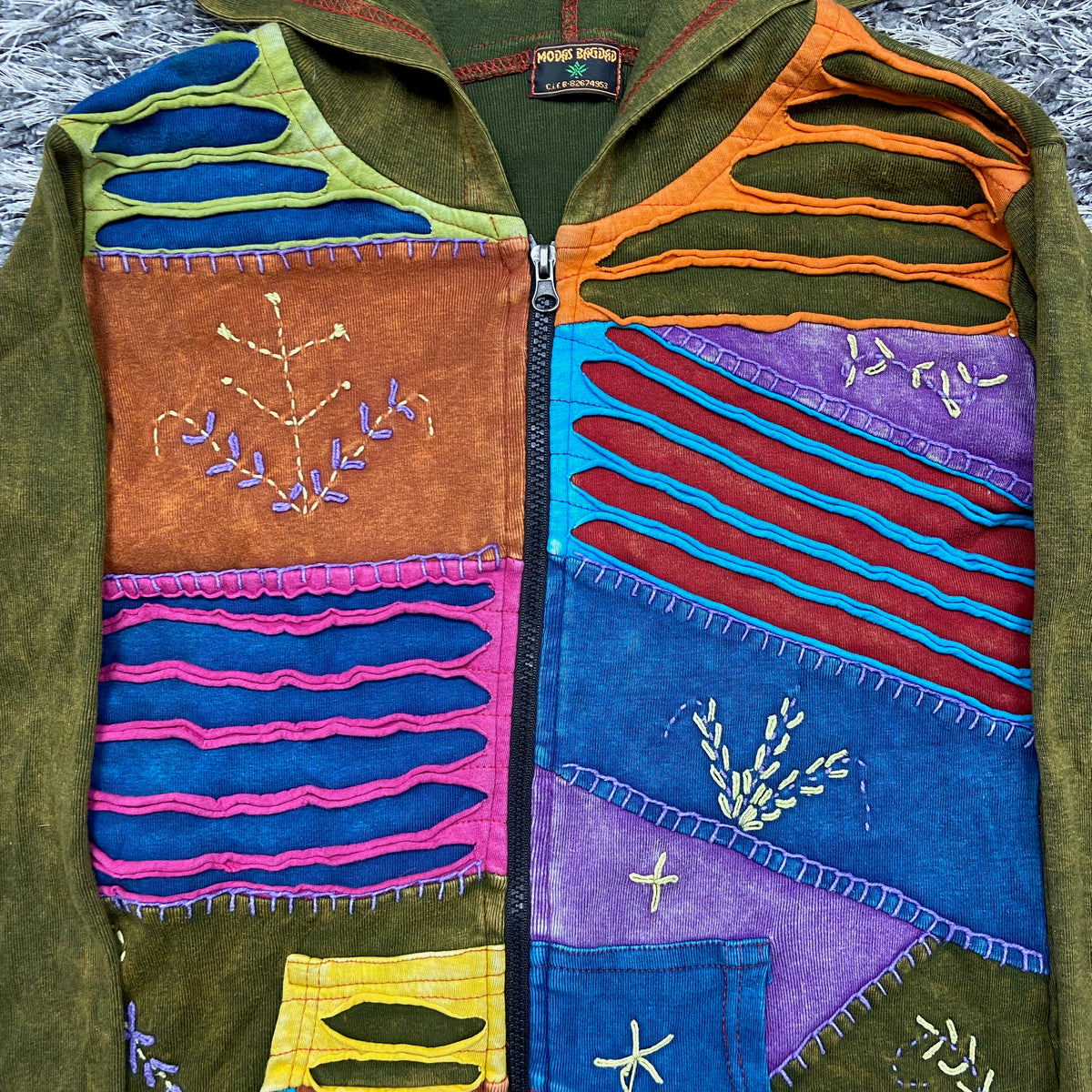 HIPPIE HANDMADE PATCHWORK HOODIE 1990s