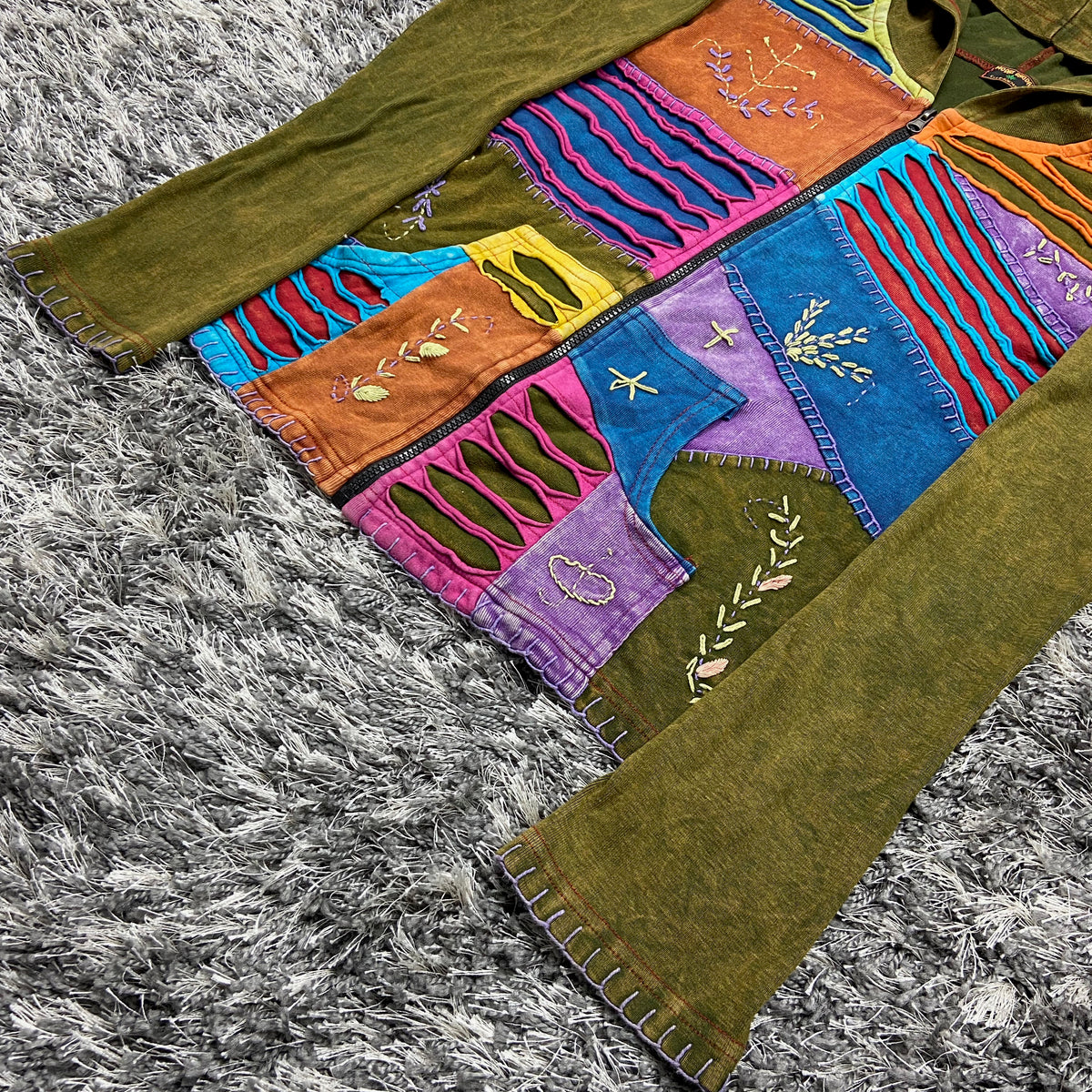 HIPPIE HANDMADE PATCHWORK HOODIE 1990s
