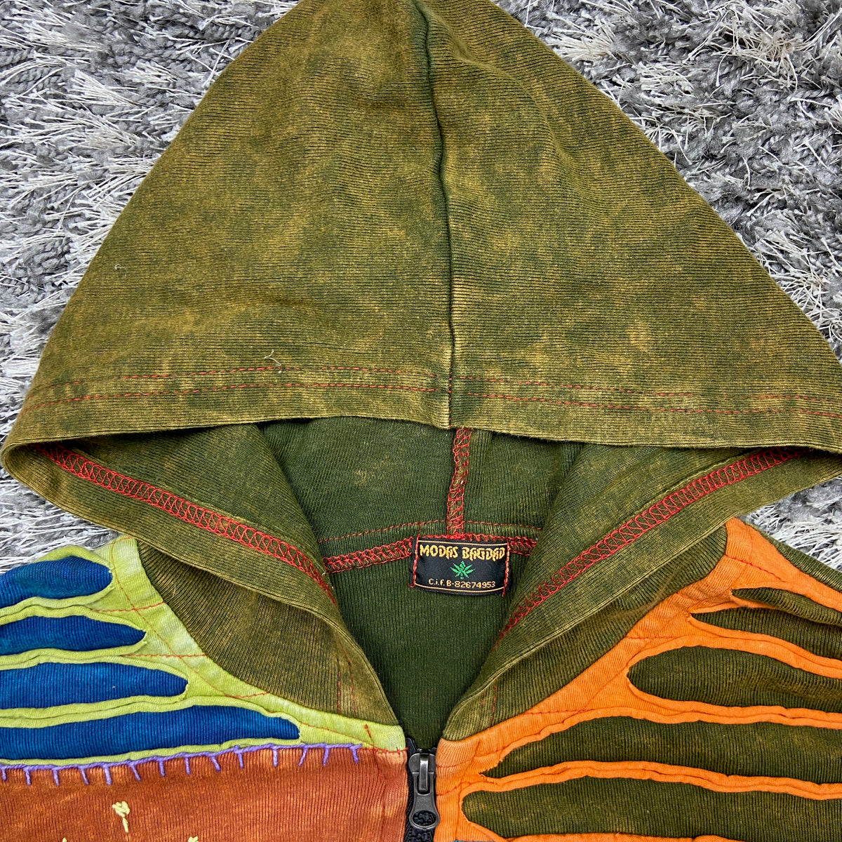 HIPPIE HANDMADE PATCHWORK HOODIE 1990s
