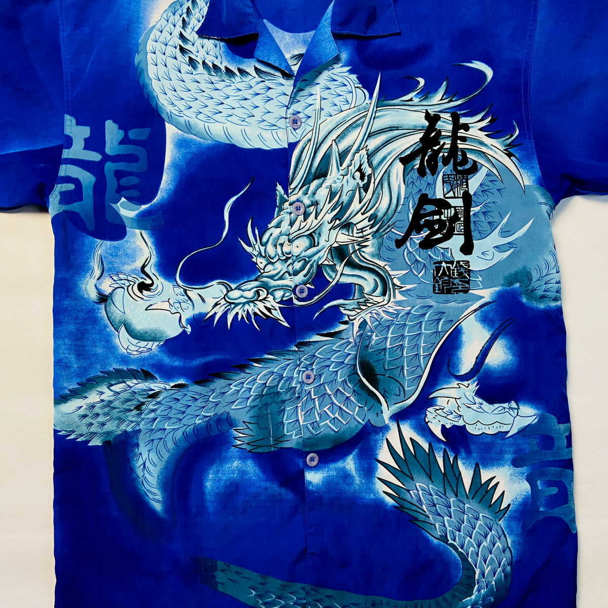 1990s JAPANESE DRAGON OVERPRINTED SHIRT