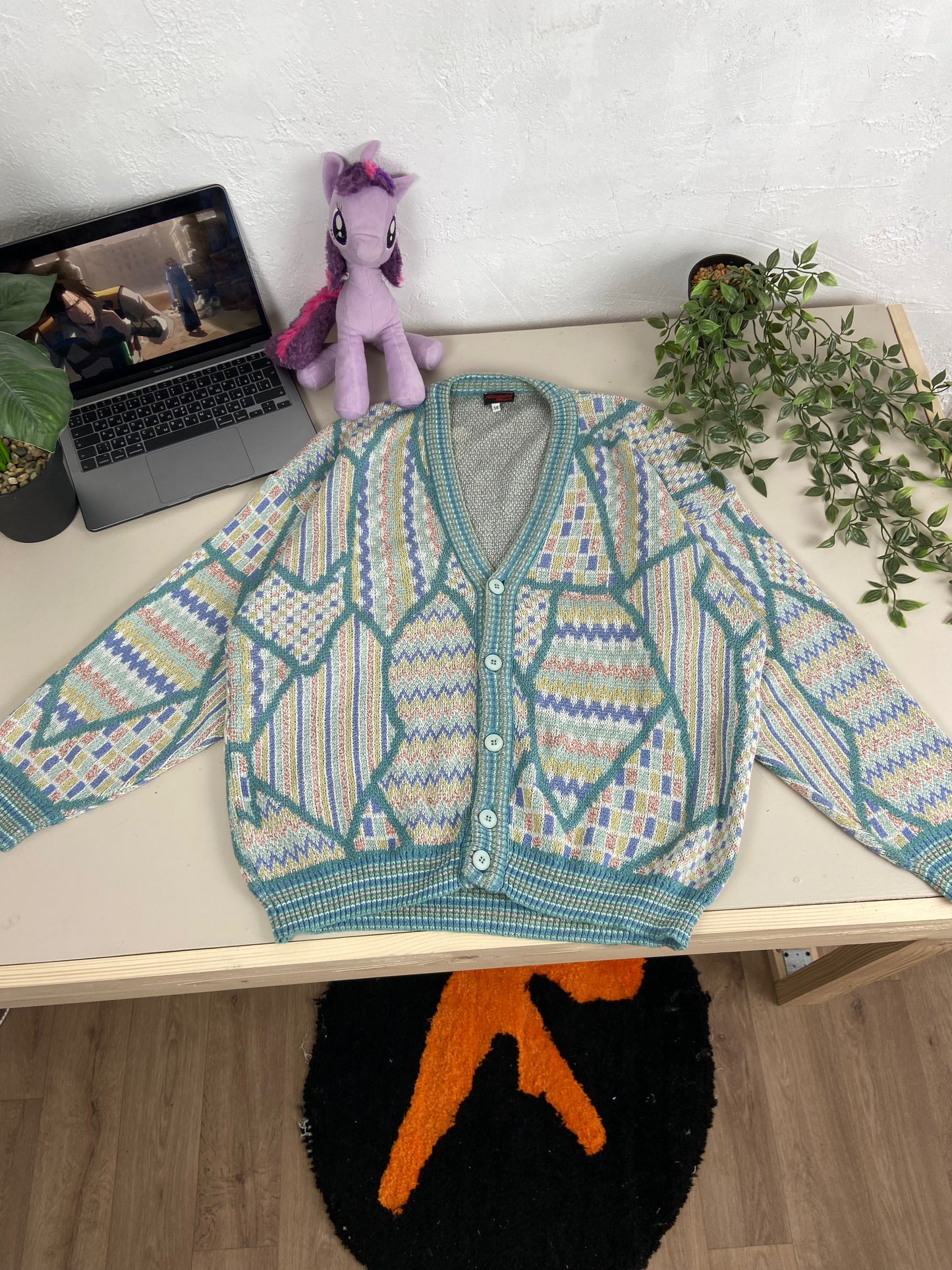 1980s ALESSANDRO MAGNO CUTE PASTEL KNITTED CARDIGAN