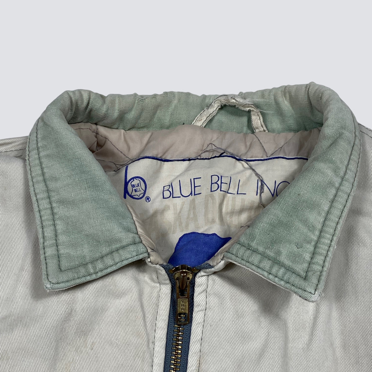 WRANGLER ALASKA BLUE BELL INC. DRILLING ARCTIC HEAVY WORK FADED JACKET 1970s