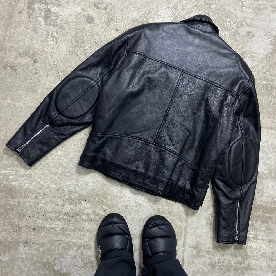 1980s VINTAGE REAL LEATHER AMAZING QUALITY BIKER JACKET