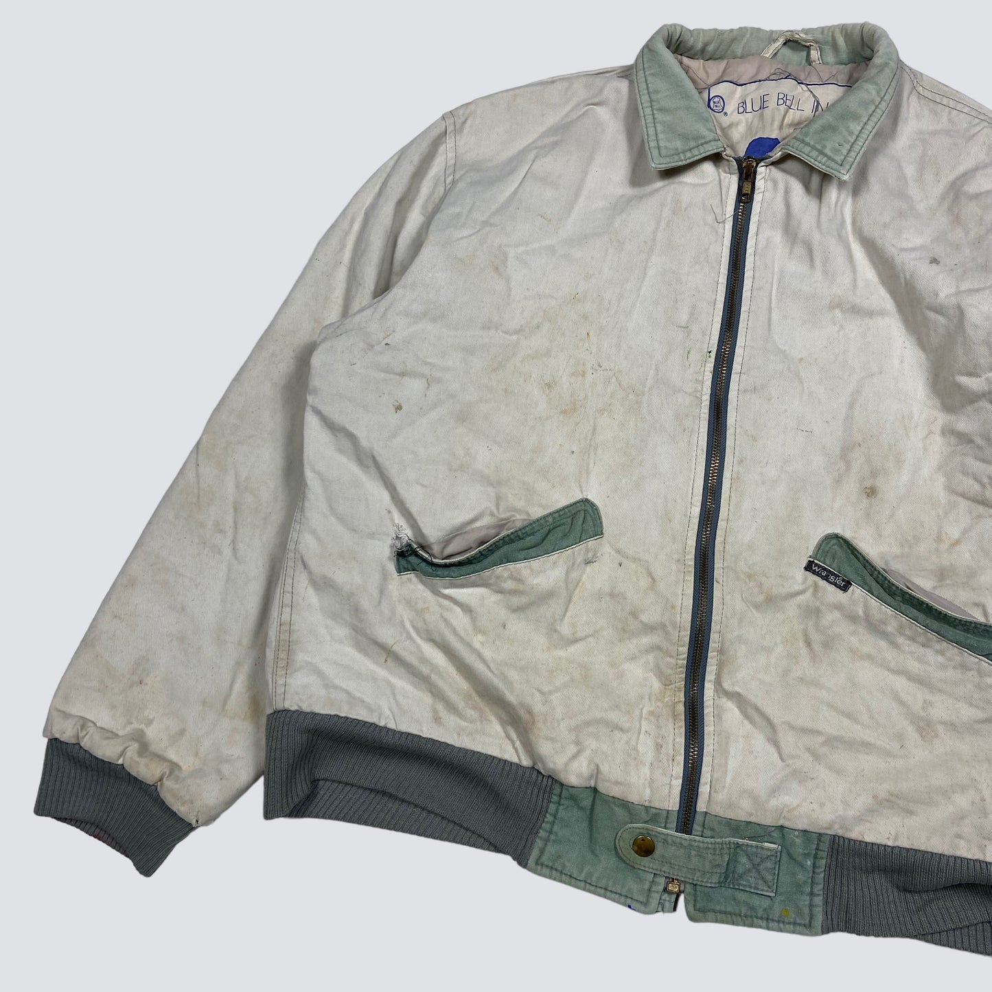 WRANGLER ALASKA BLUE BELL INC. DRILLING ARCTIC HEAVY WORK FADED JACKET 1970s