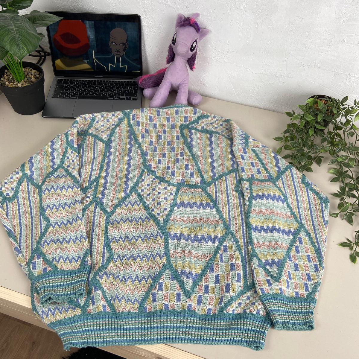 1980s ALESSANDRO MAGNO CUTE PASTEL KNITTED CARDIGAN