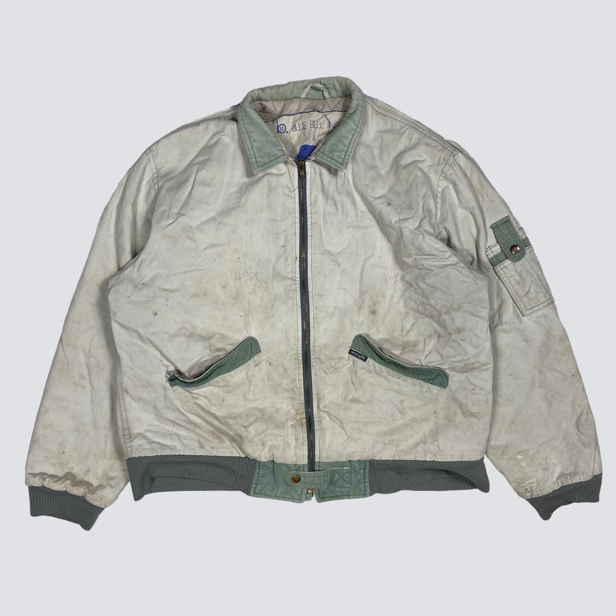 WRANGLER ALASKA BLUE BELL INC. DRILLING ARCTIC HEAVY WORK FADED JACKET 1970s