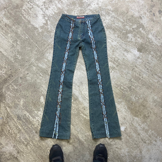 FLARE BONDAGE JEANS PANTS 1990s