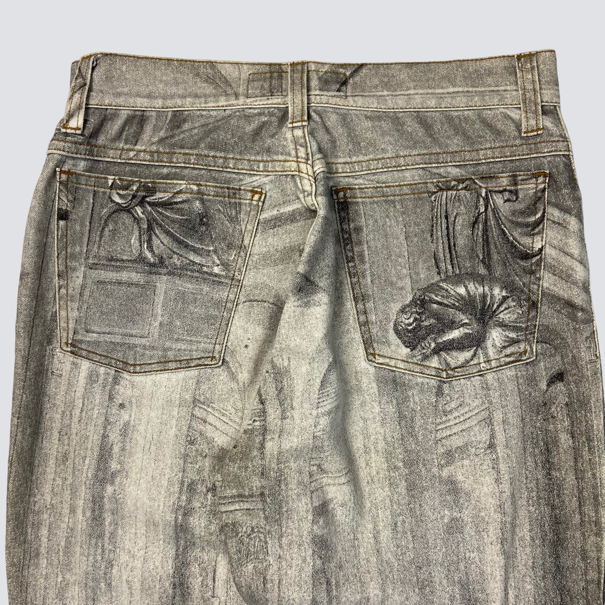 ROBERTO CAVALLI ARCHIVE FW94 ANGELS RENAISSANCE ART SANDBLASTED DENIM SUIT