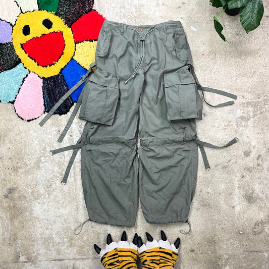 1990s MULTIPOCKET NYLON BONDAGE CARGO PANTS