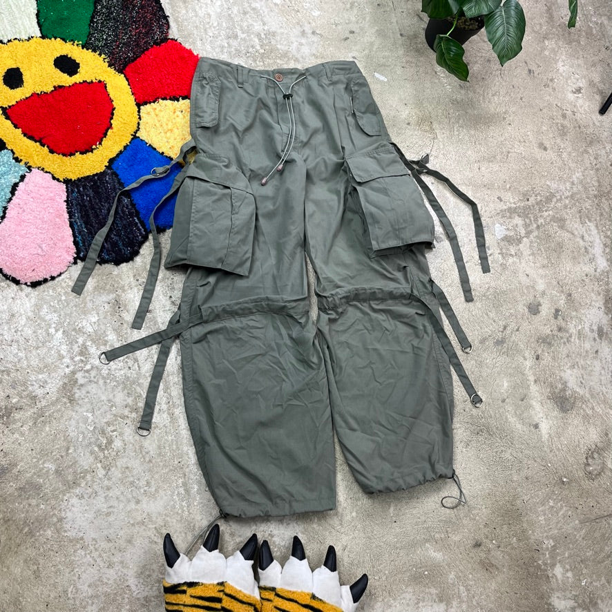 1990s MULTIPOCKET NYLON BONDAGE CARGO PANTS
