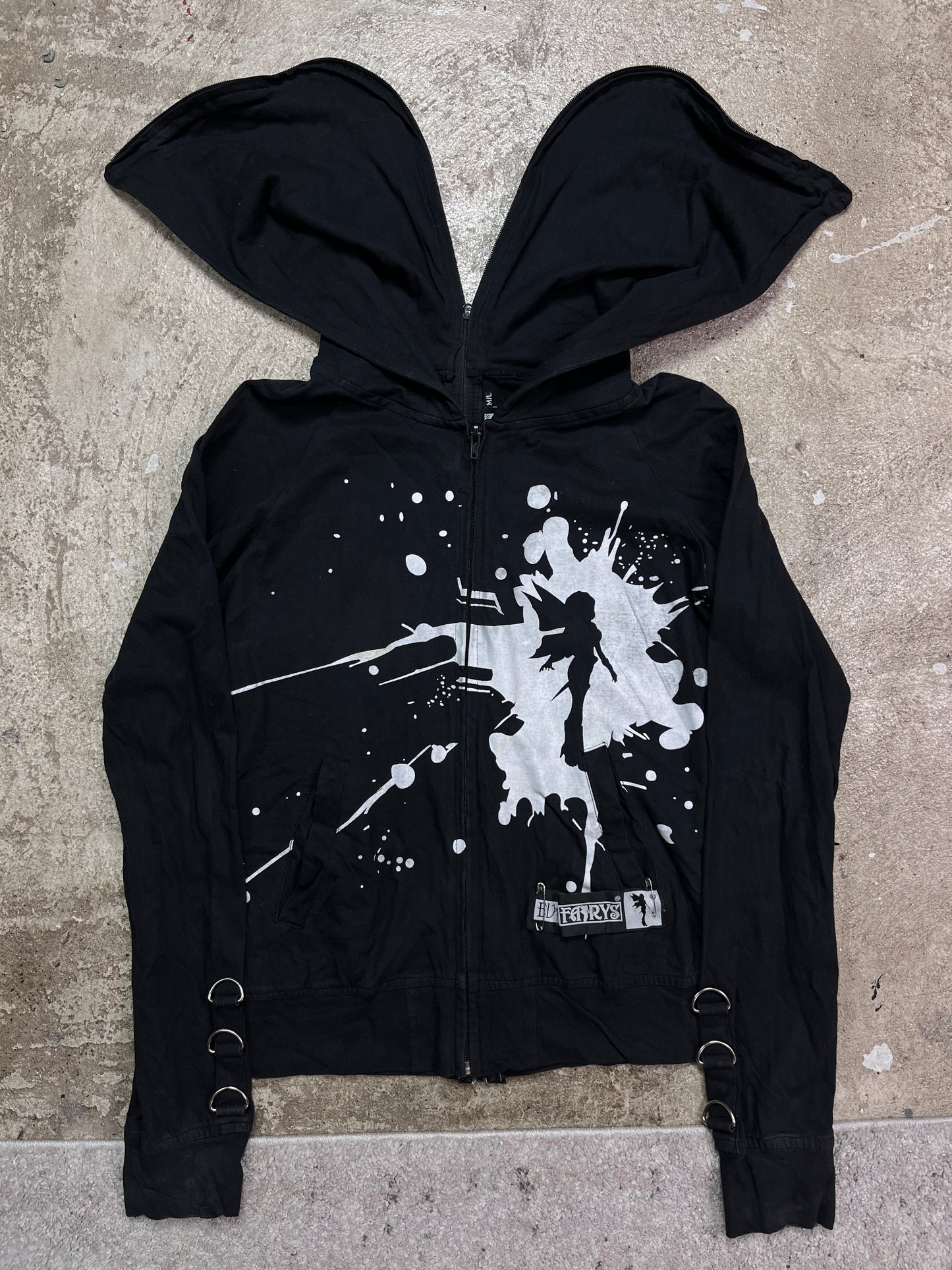 Y2K EVIL FAIRYS BONDAGE ZIP HOODIE WITH SECRET POCKET