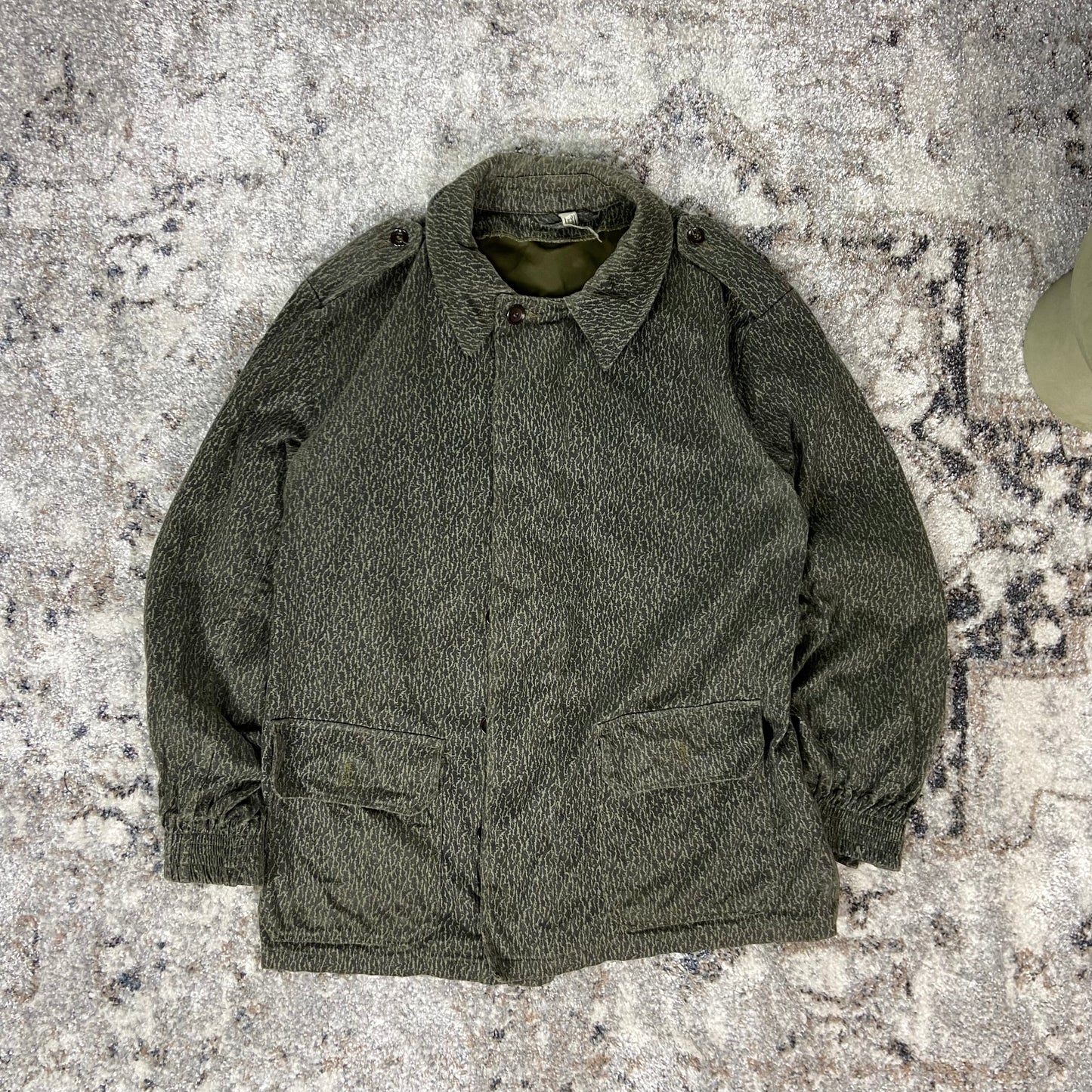 ARCHIVE 1960s POLISH ARMY DESZCZYK RAIN CAMO WZ58 COLD WAR FADED FIELD JACKET