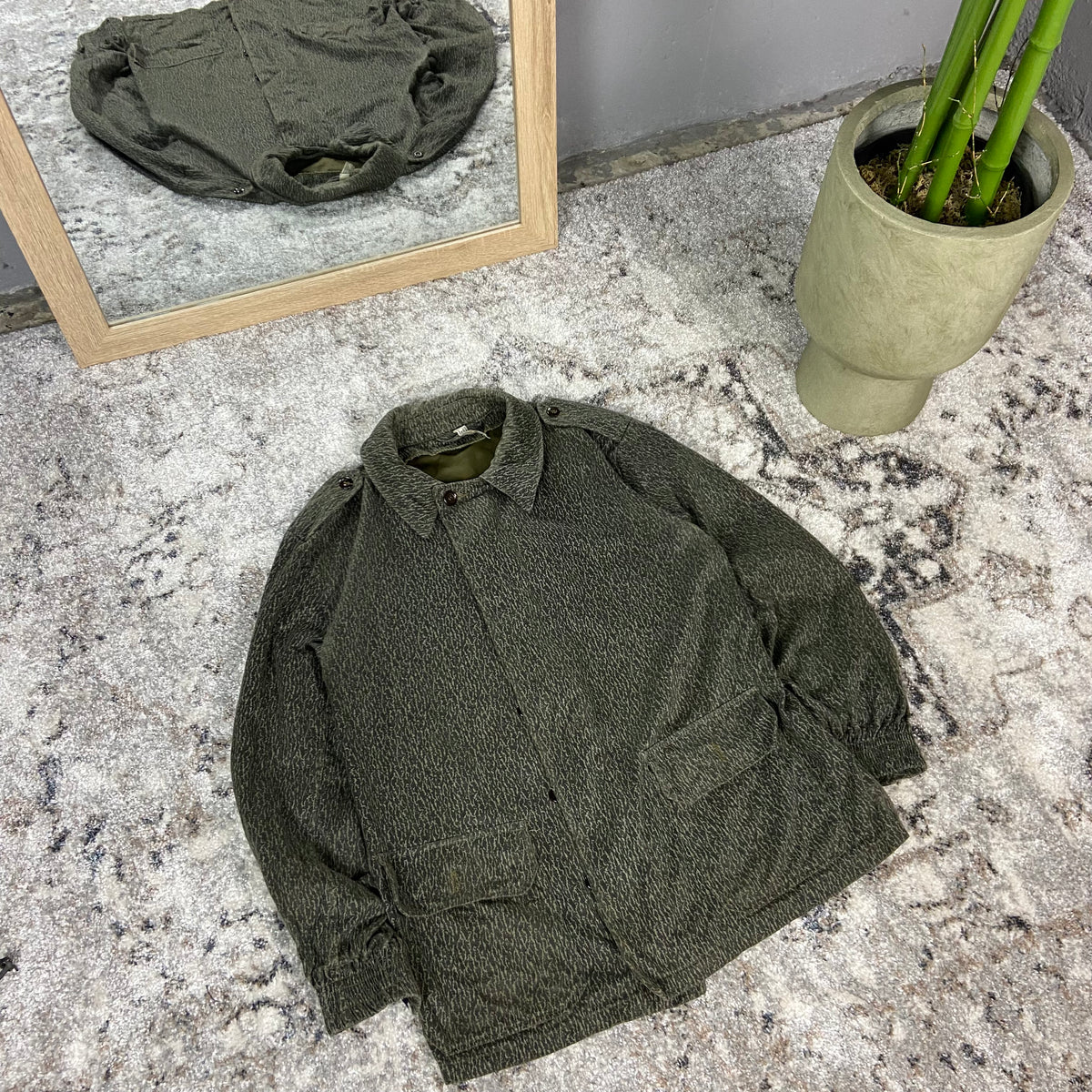 ARCHIVE 1960s POLISH ARMY DESZCZYK RAIN CAMO WZ58 COLD WAR FADED FIELD JACKET