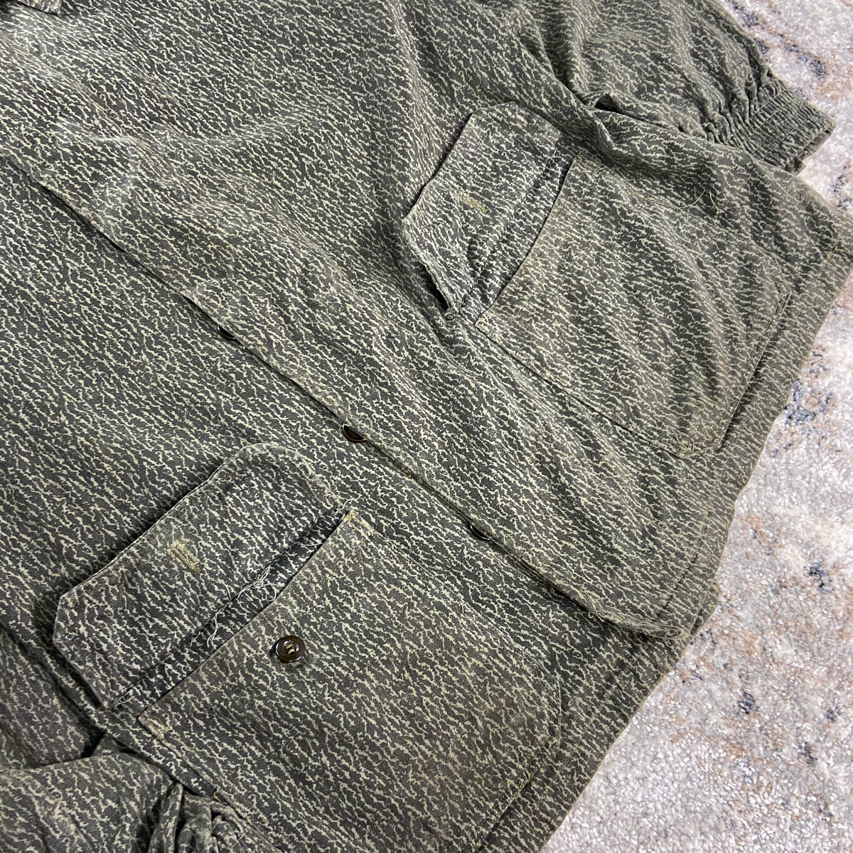 ARCHIVE 1960s POLISH ARMY DESZCZYK RAIN CAMO WZ58 COLD WAR FADED FIELD JACKET