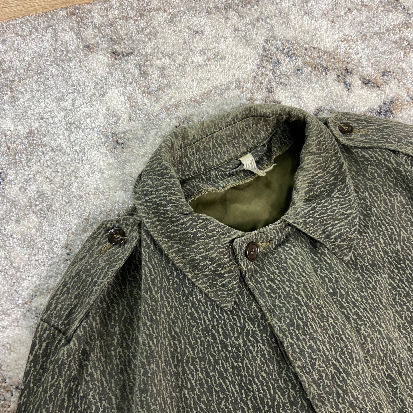 ARCHIVE 1960s POLISH ARMY DESZCZYK RAIN CAMO WZ58 COLD WAR FADED FIELD JACKET