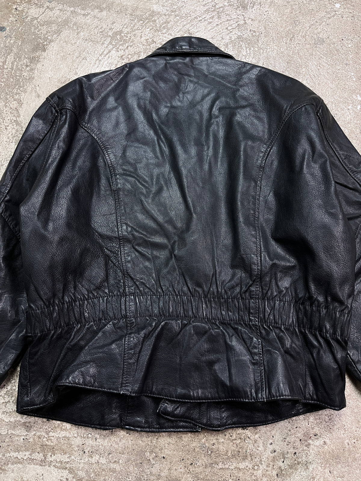 1980s VINTAGE REAL LEATHER BOXY BIKER JACKET