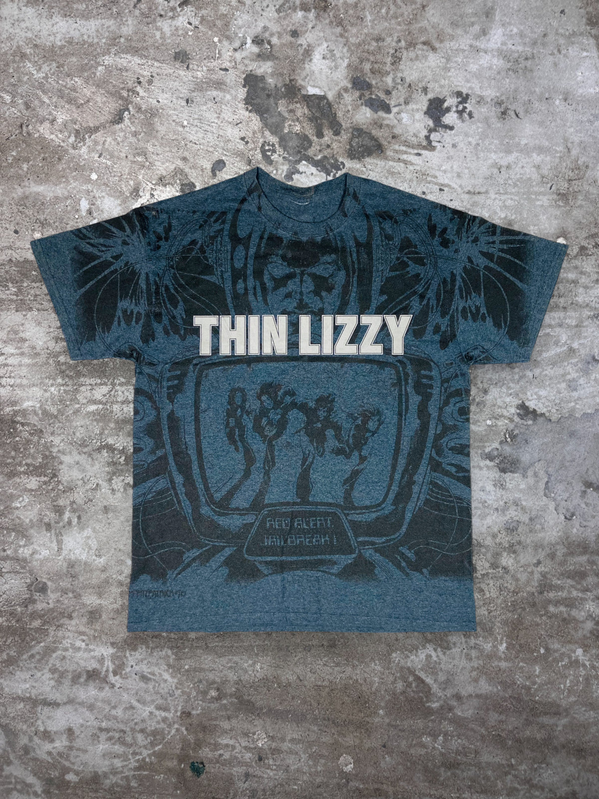 1980s THIN LIZZY JAILBREAK OVERPRINTED TEE