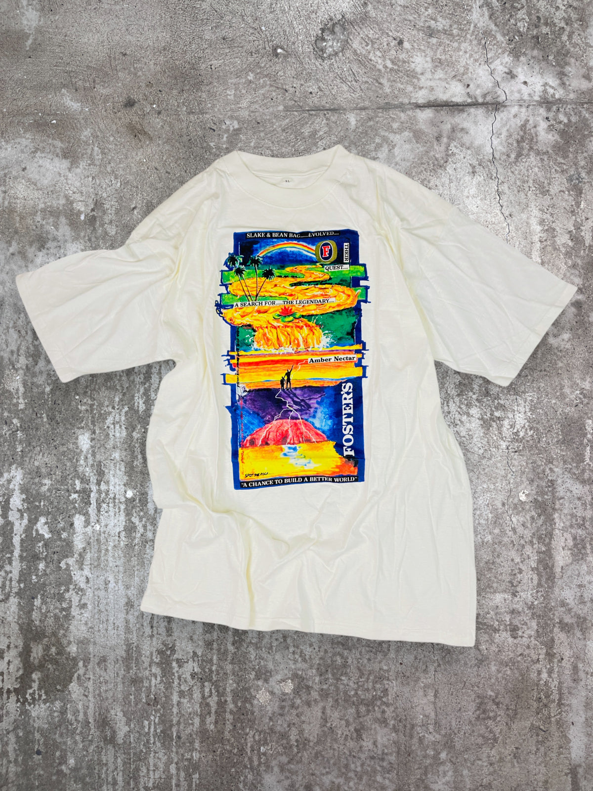 1980s "A CHANCE TO BUILD A BETTER WORLD" FOSTER'S BEER TEE