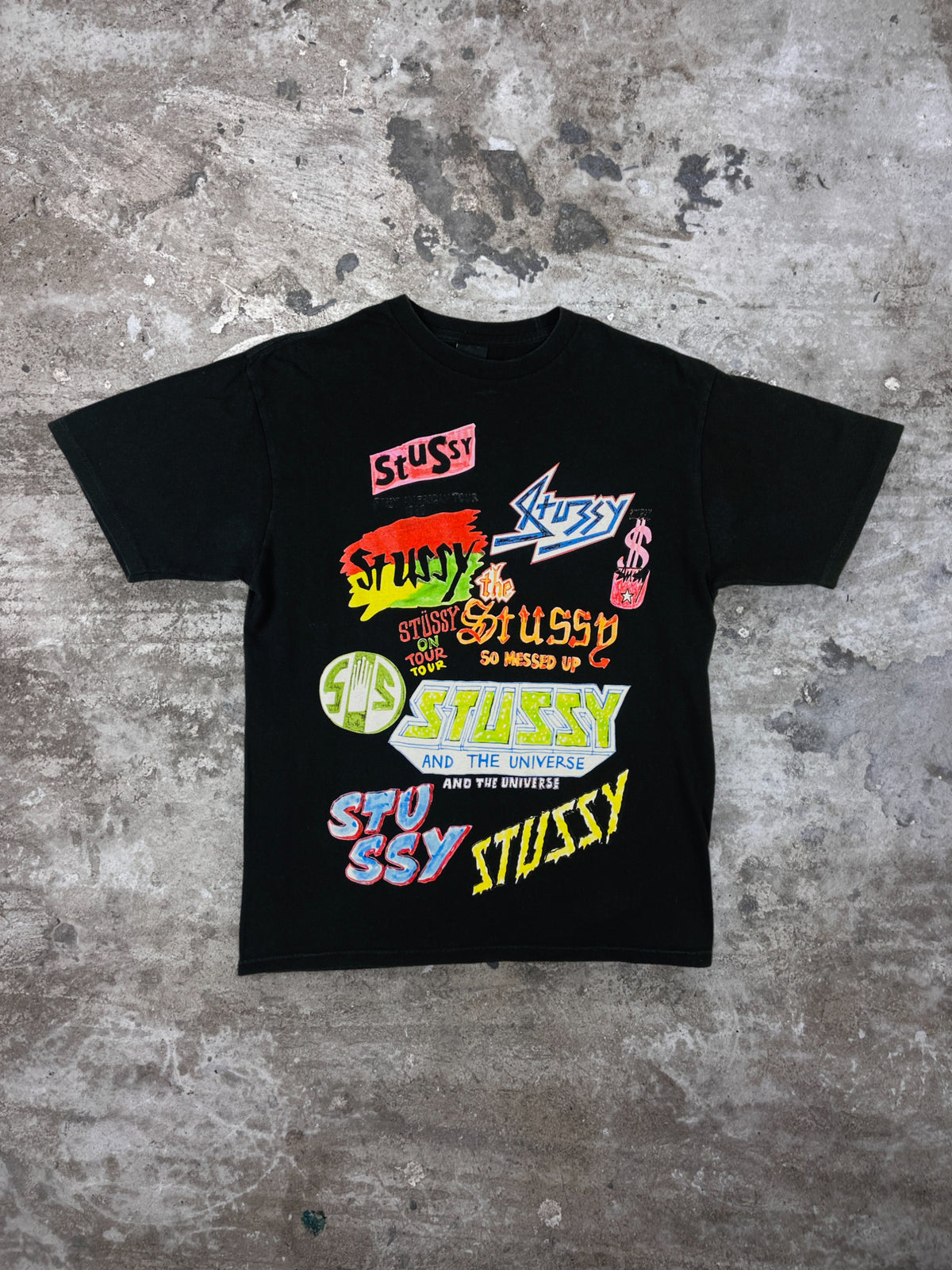 2000s STUSSY GRAFFITI OVERPRINTED TEE
