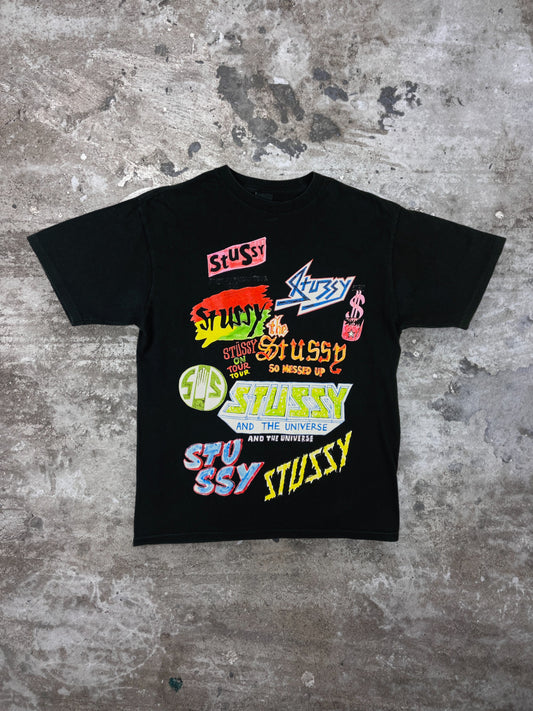 2000s STUSSY GRAFFITI OVERPRINTED TEE