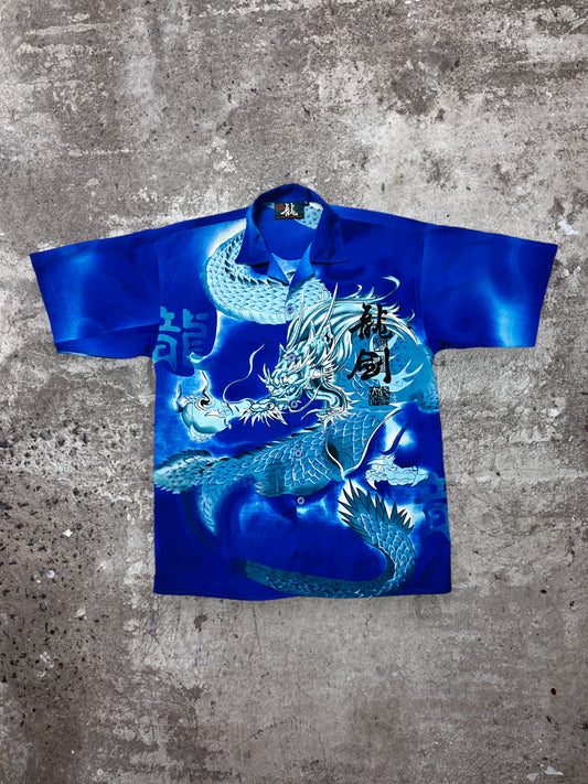 1990s JAPANESE DRAGON OVERPRINTED SHIRT