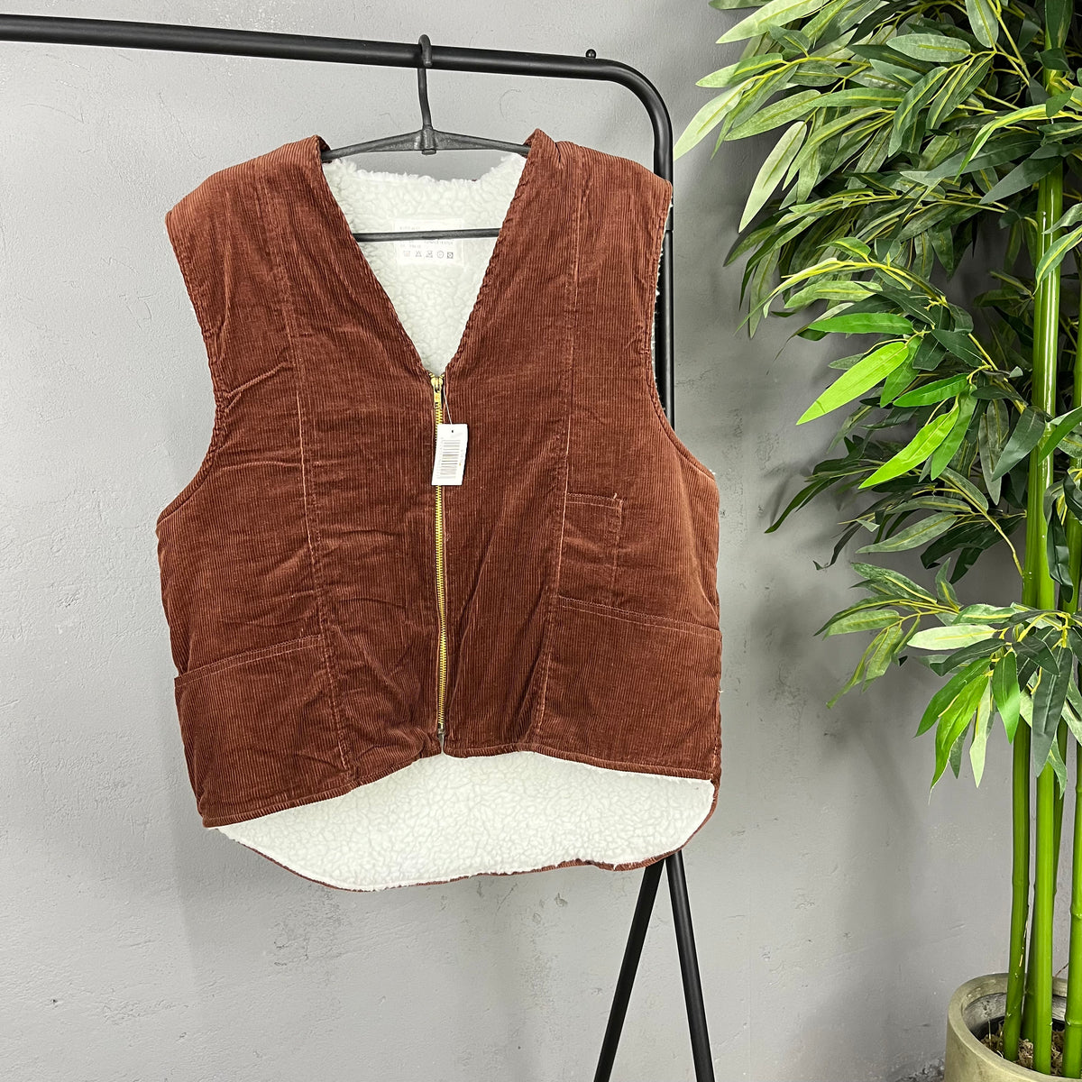 1980s VELOUR CORDUROY TEDDY SHERPA EURO VEST