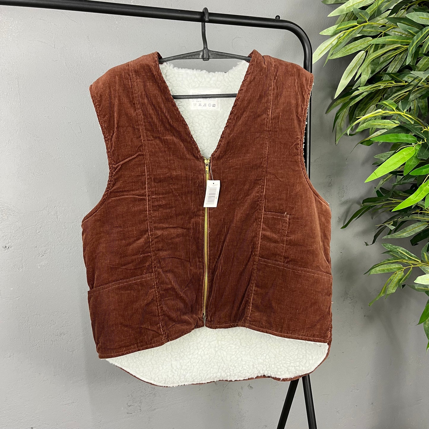 1980s VELOUR CORDUROY TEDDY SHERPA EURO VEST