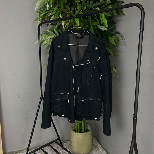 SPIRAL BIKER BONDAGE DENIM JACKET 1990s