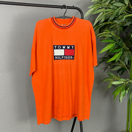 1980s TOMMY HILFIGER EMBROIDERED BIG LOGO TEE